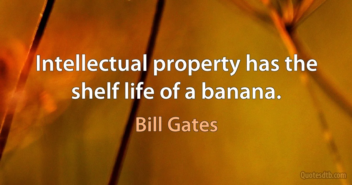 Intellectual property has the shelf life of a banana. (Bill Gates)