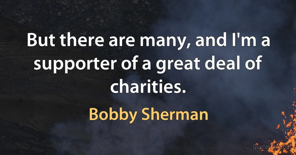 But there are many, and I'm a supporter of a great deal of charities. (Bobby Sherman)