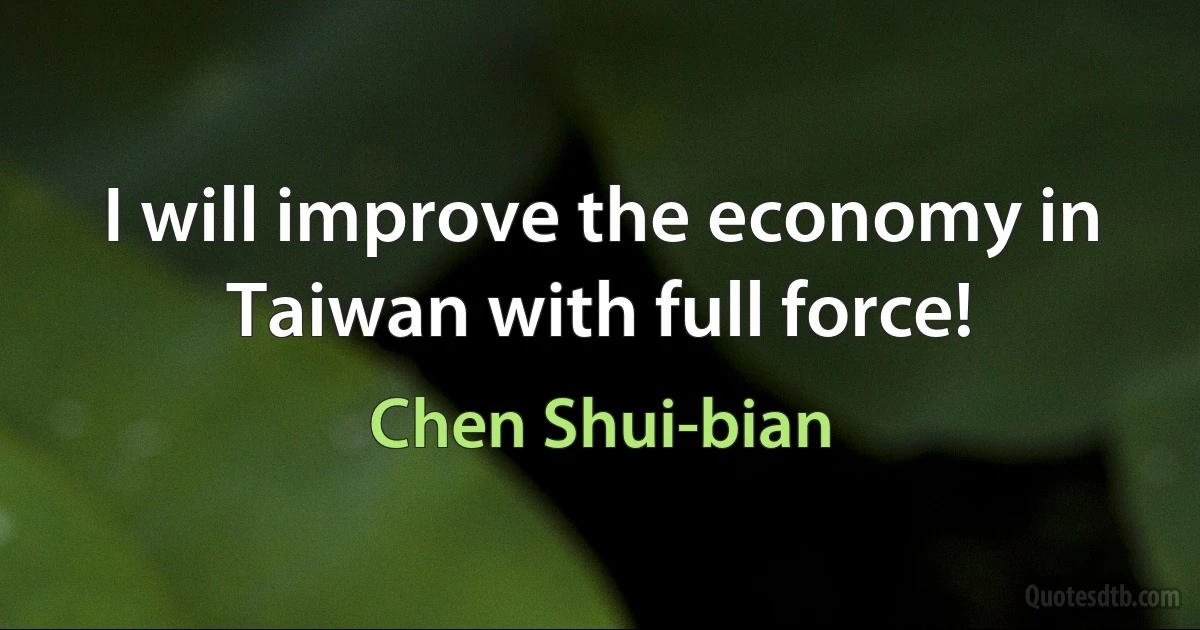 I will improve the economy in Taiwan with full force! (Chen Shui-bian)