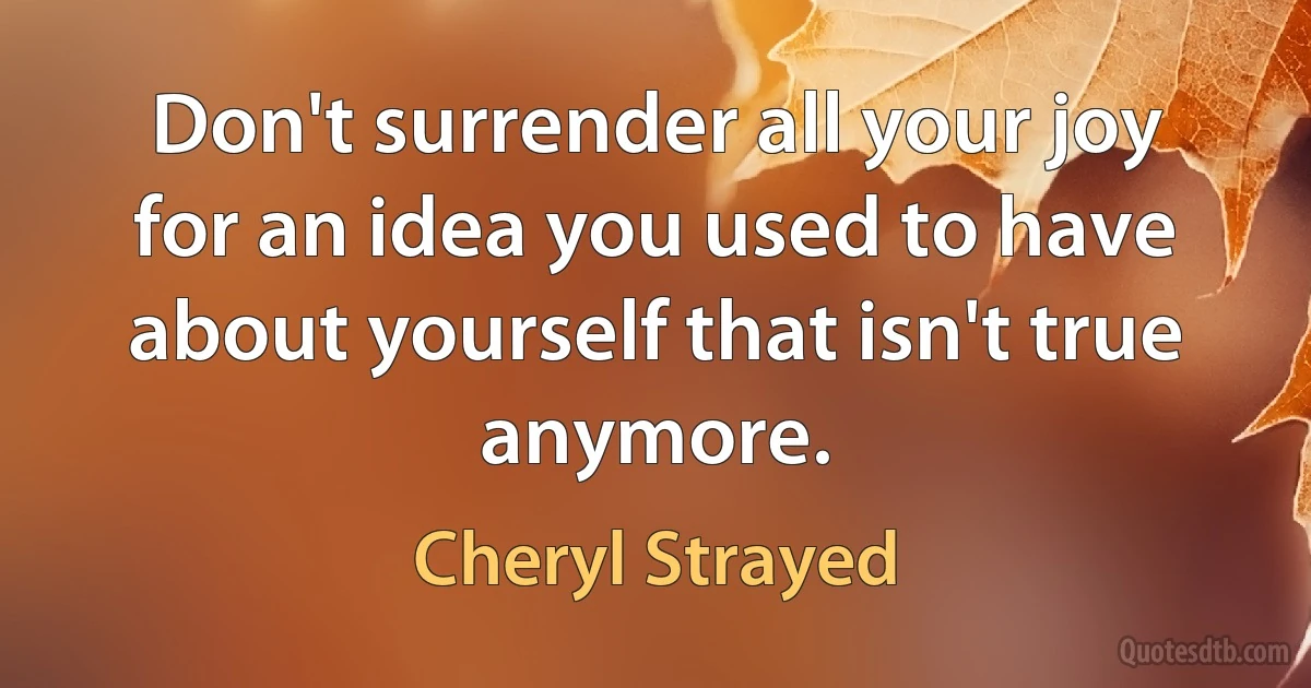 Don't surrender all your joy for an idea you used to have about yourself that isn't true anymore. (Cheryl Strayed)