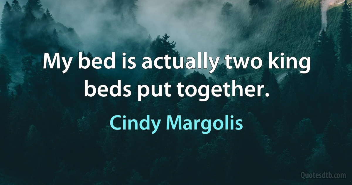 My bed is actually two king beds put together. (Cindy Margolis)