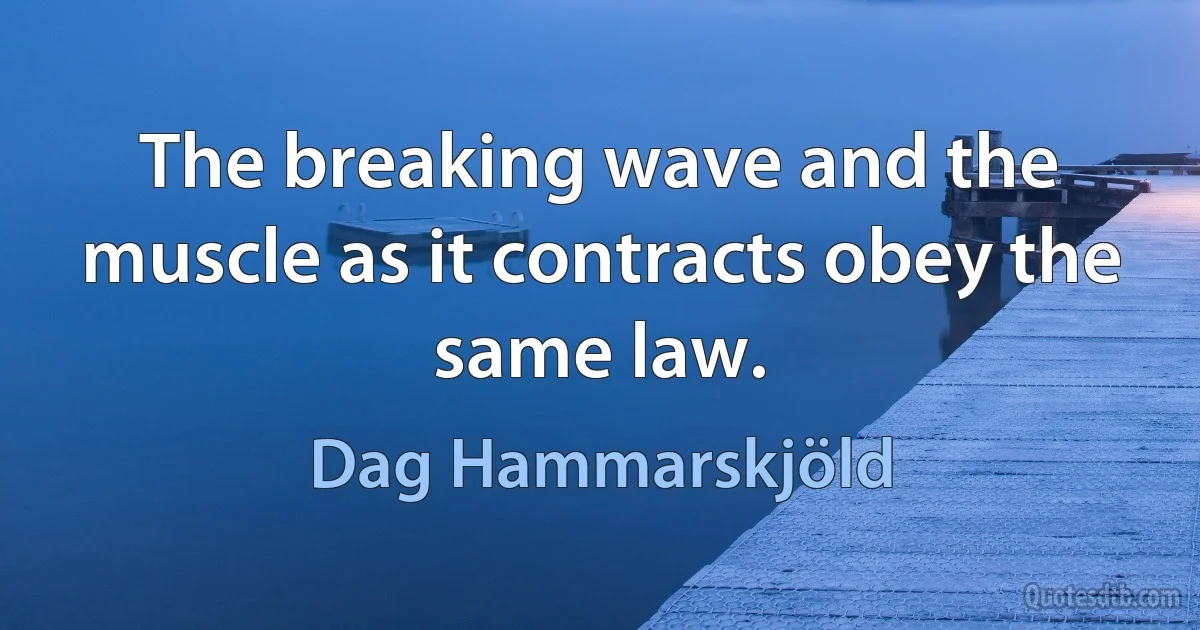 The breaking wave and the muscle as it contracts obey the same law. (Dag Hammarskjöld)