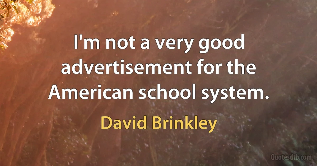 I'm not a very good advertisement for the American school system. (David Brinkley)