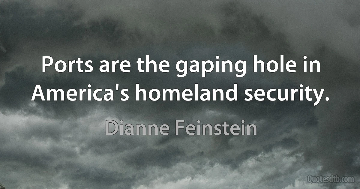 Ports are the gaping hole in America's homeland security. (Dianne Feinstein)