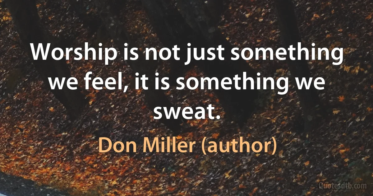 Worship is not just something we feel, it is something we sweat. (Don Miller (author))