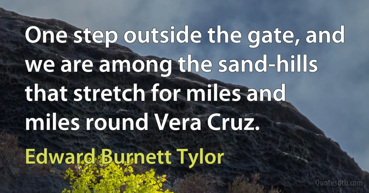 One step outside the gate, and we are among the sand-hills that stretch for miles and miles round Vera Cruz. (Edward Burnett Tylor)