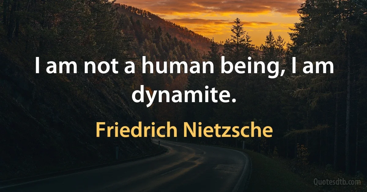 I am not a human being, I am dynamite. (Friedrich Nietzsche)