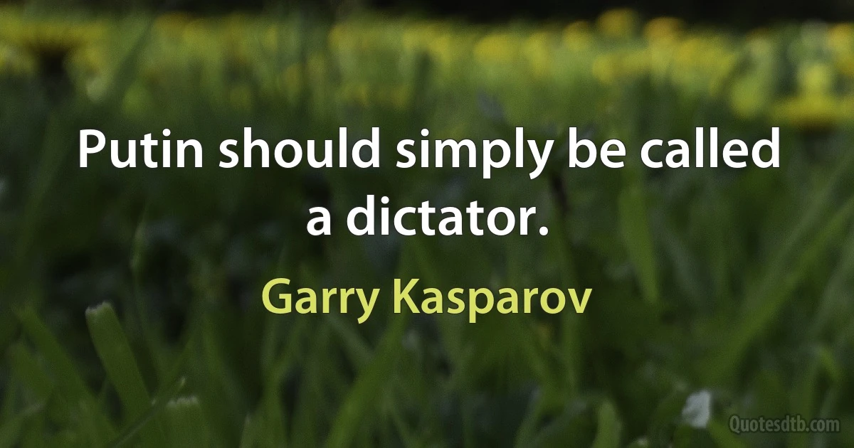 Putin should simply be called a dictator. (Garry Kasparov)