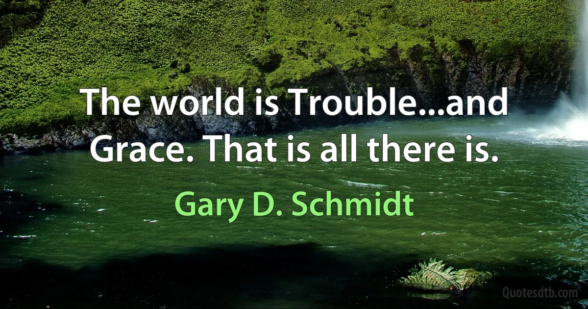 The world is Trouble...and Grace. That is all there is. (Gary D. Schmidt)