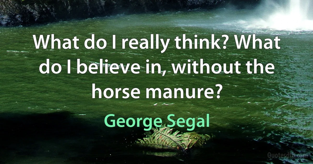 What do I really think? What do I believe in, without the horse manure? (George Segal)