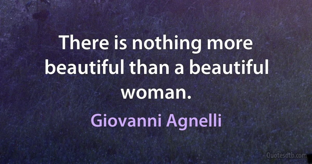 There is nothing more beautiful than a beautiful woman. (Giovanni Agnelli)