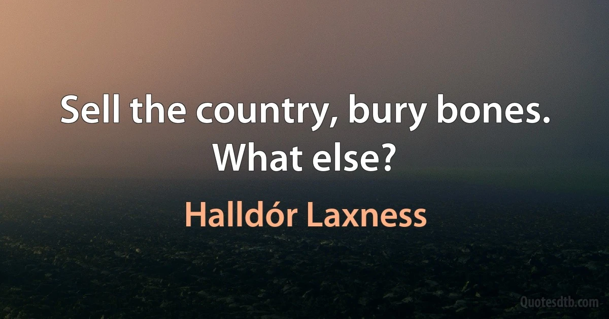 Sell the country, bury bones. What else? (Halldór Laxness)