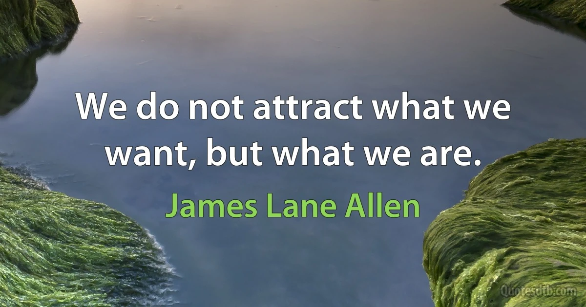 We do not attract what we want, but what we are. (James Lane Allen)