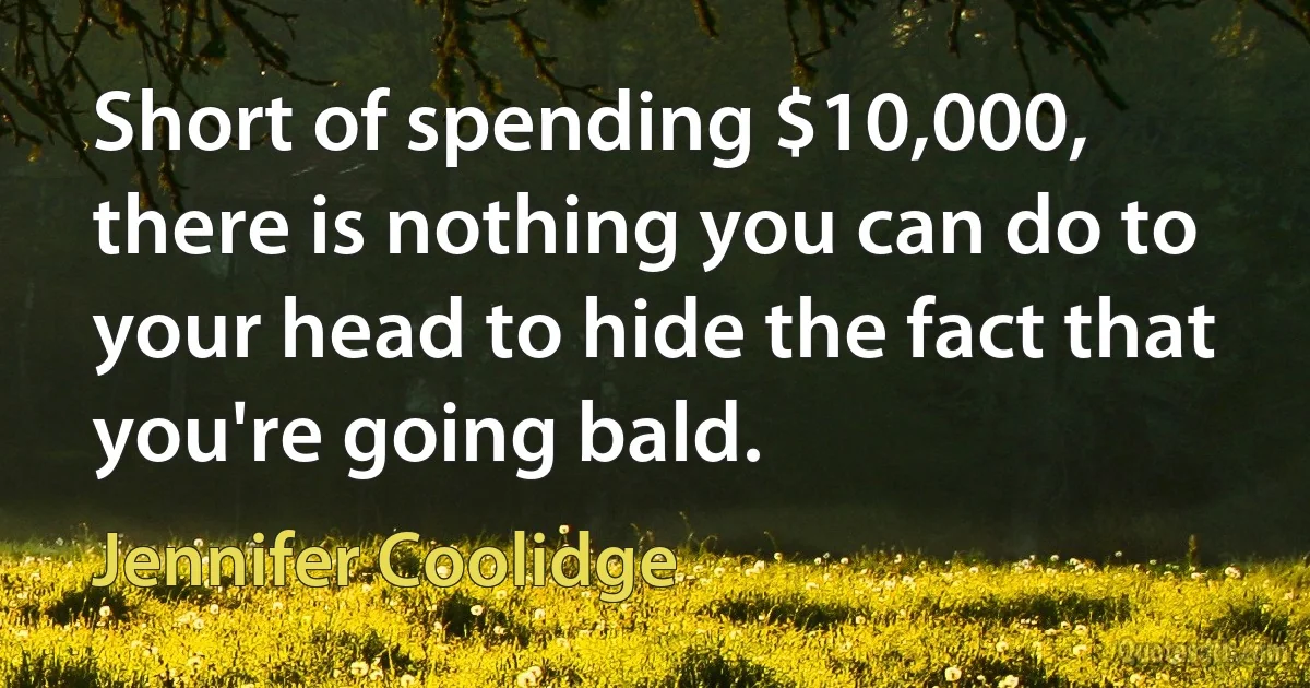 Short of spending $10,000, there is nothing you can do to your head to hide the fact that you're going bald. (Jennifer Coolidge)