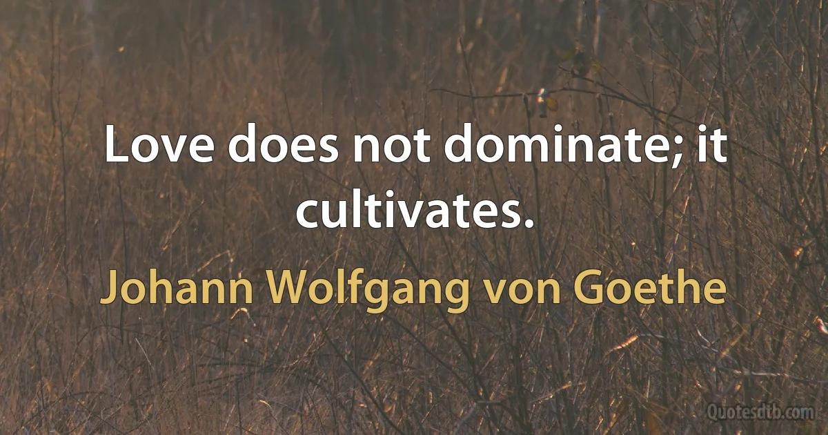 Love does not dominate; it cultivates. (Johann Wolfgang von Goethe)