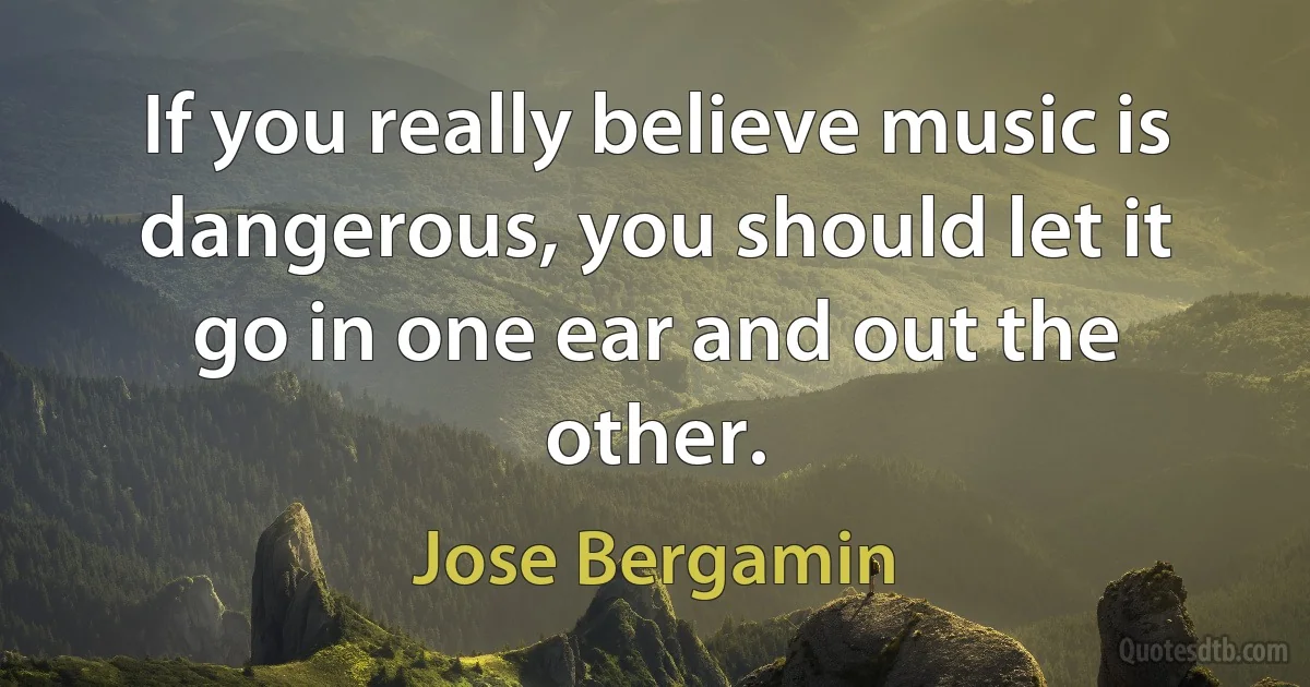 If you really believe music is dangerous, you should let it go in one ear and out the other. (Jose Bergamin)