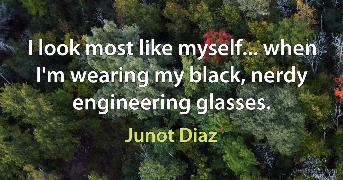 I look most like myself... when I'm wearing my black, nerdy engineering glasses. (Junot Diaz)