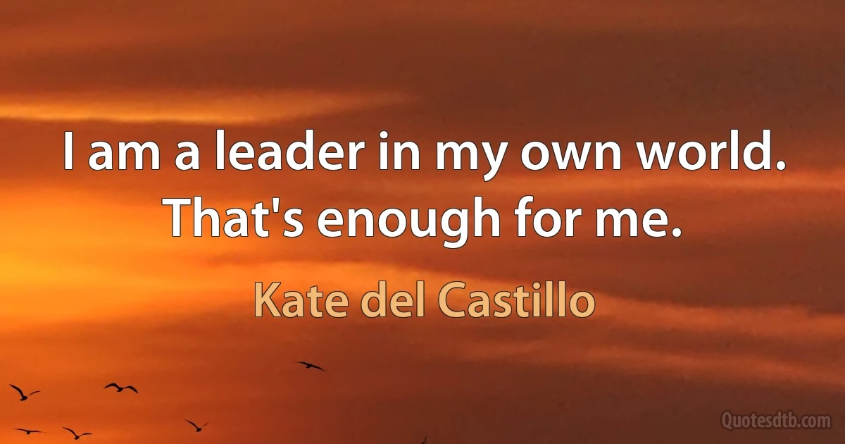 I am a leader in my own world. That's enough for me. (Kate del Castillo)