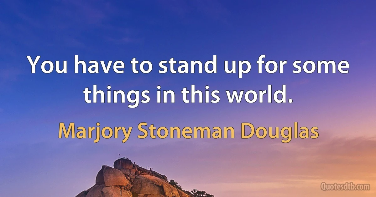 You have to stand up for some things in this world. (Marjory Stoneman Douglas)