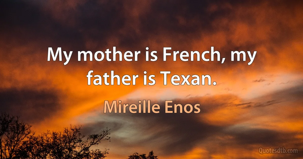 My mother is French, my father is Texan. (Mireille Enos)