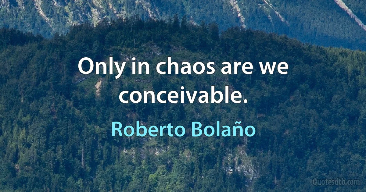 Only in chaos are we conceivable. (Roberto Bolaño)