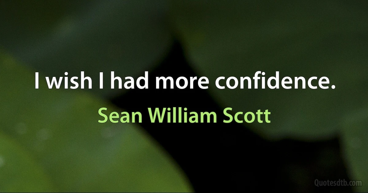 I wish I had more confidence. (Sean William Scott)