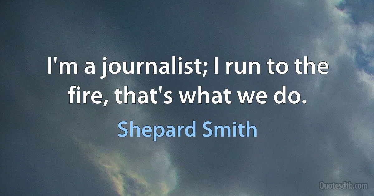 I'm a journalist; I run to the fire, that's what we do. (Shepard Smith)