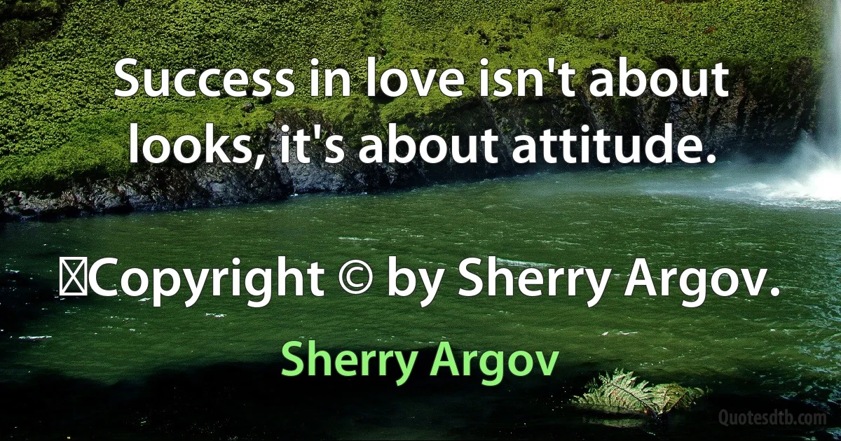 Success in love isn't about looks, it's about attitude.
	
	Copyright © by Sherry Argov. (Sherry Argov)