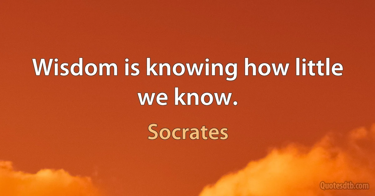 Wisdom is knowing how little we know. (Socrates)