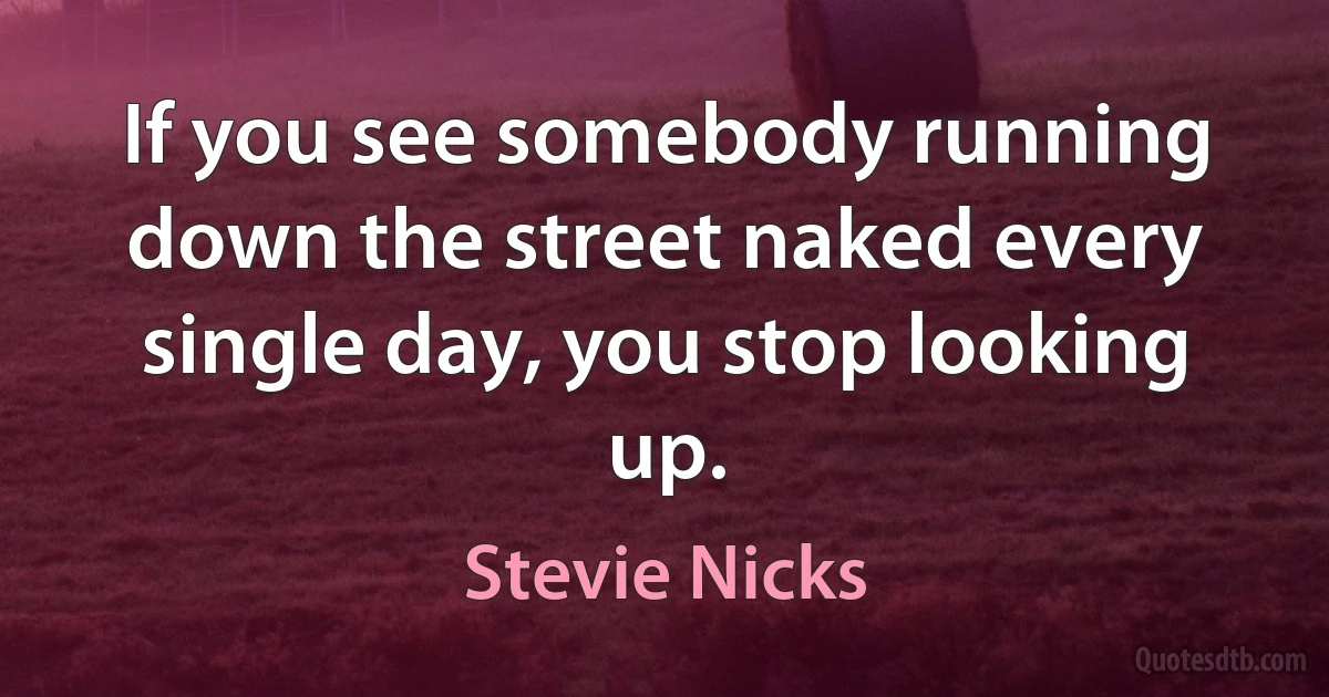 If you see somebody running down the street naked every single day, you stop looking up. (Stevie Nicks)