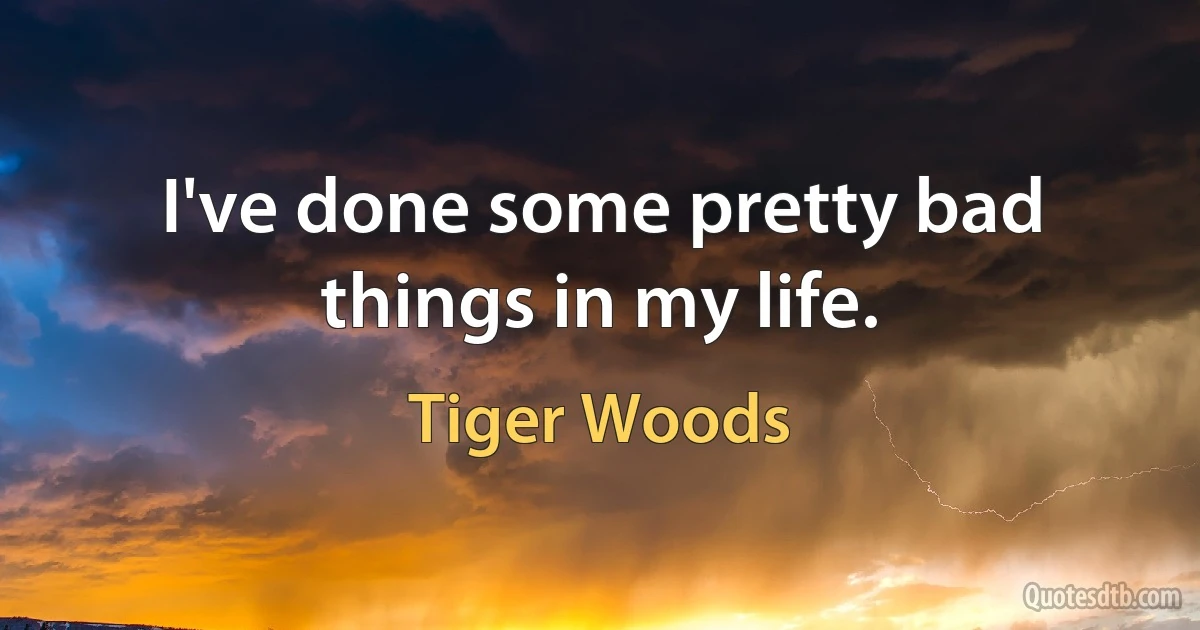 I've done some pretty bad things in my life. (Tiger Woods)