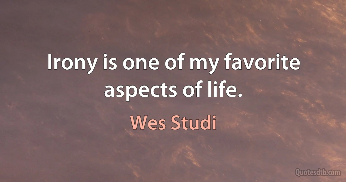 Irony is one of my favorite aspects of life. (Wes Studi)