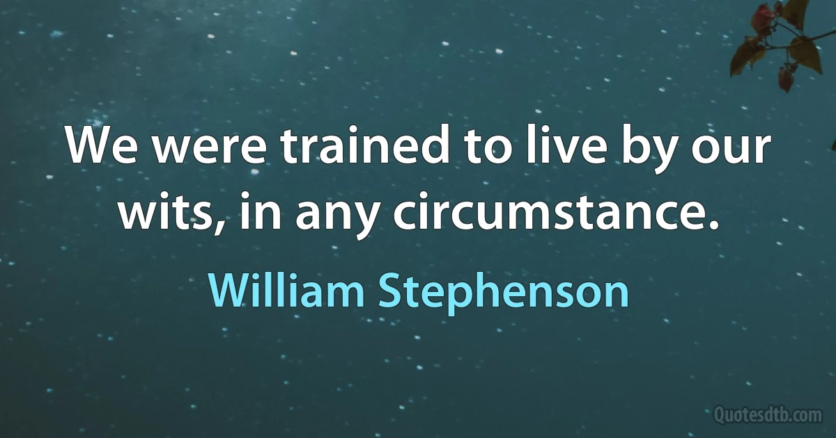 We were trained to live by our wits, in any circumstance. (William Stephenson)