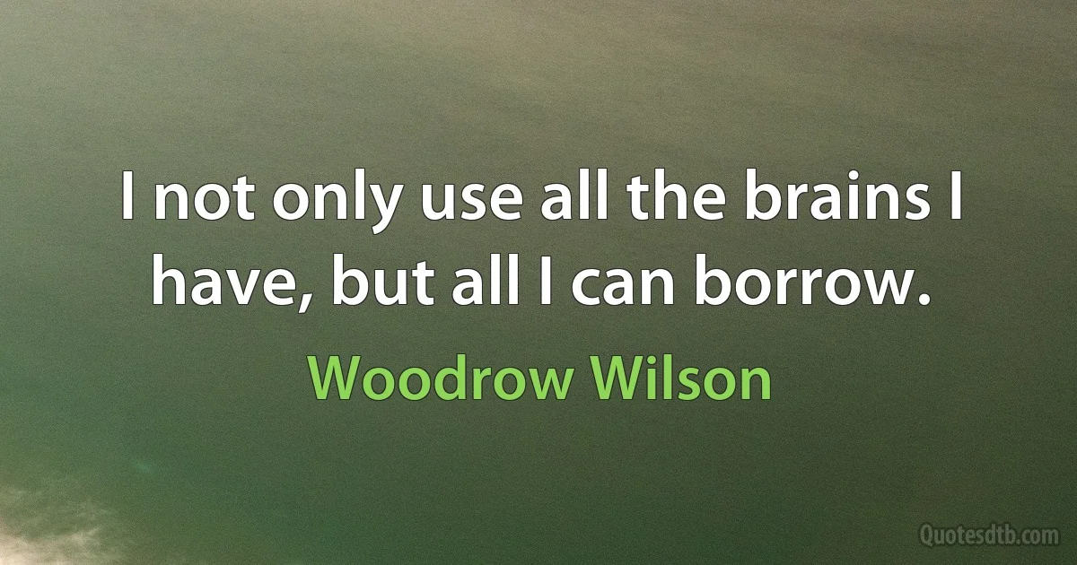 I not only use all the brains I have, but all I can borrow. (Woodrow Wilson)