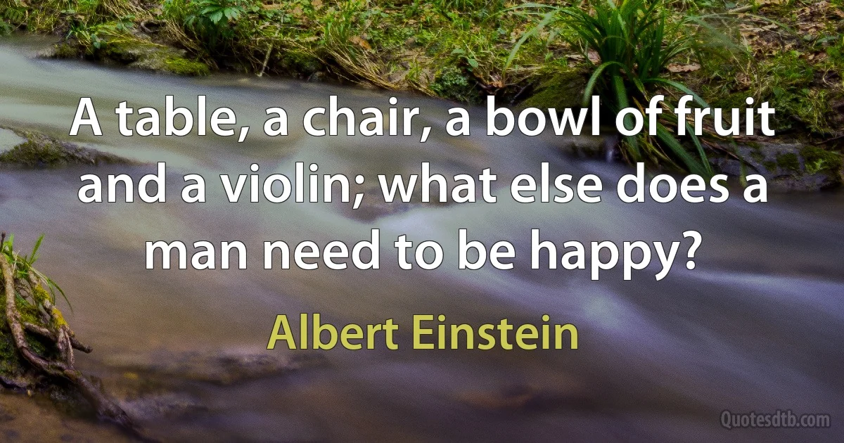 A table, a chair, a bowl of fruit and a violin; what else does a man need to be happy? (Albert Einstein)