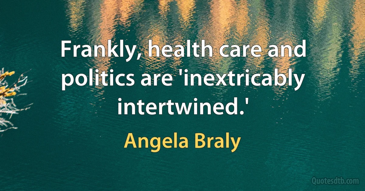 Frankly, health care and politics are 'inextricably intertwined.' (Angela Braly)