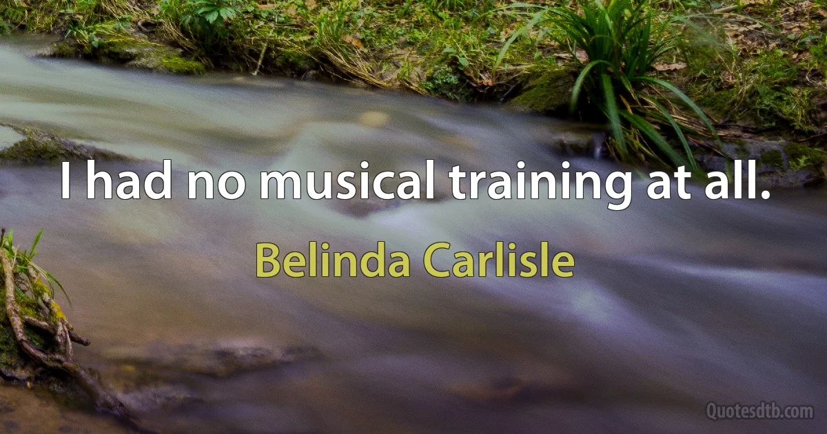 I had no musical training at all. (Belinda Carlisle)