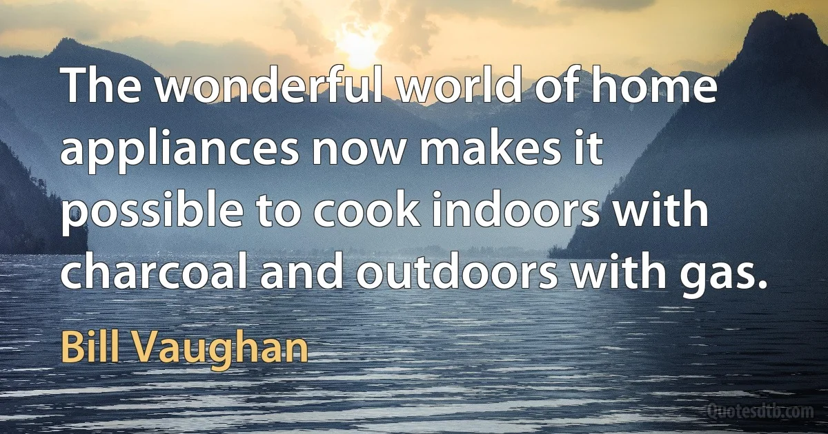 The wonderful world of home appliances now makes it possible to cook indoors with charcoal and outdoors with gas. (Bill Vaughan)