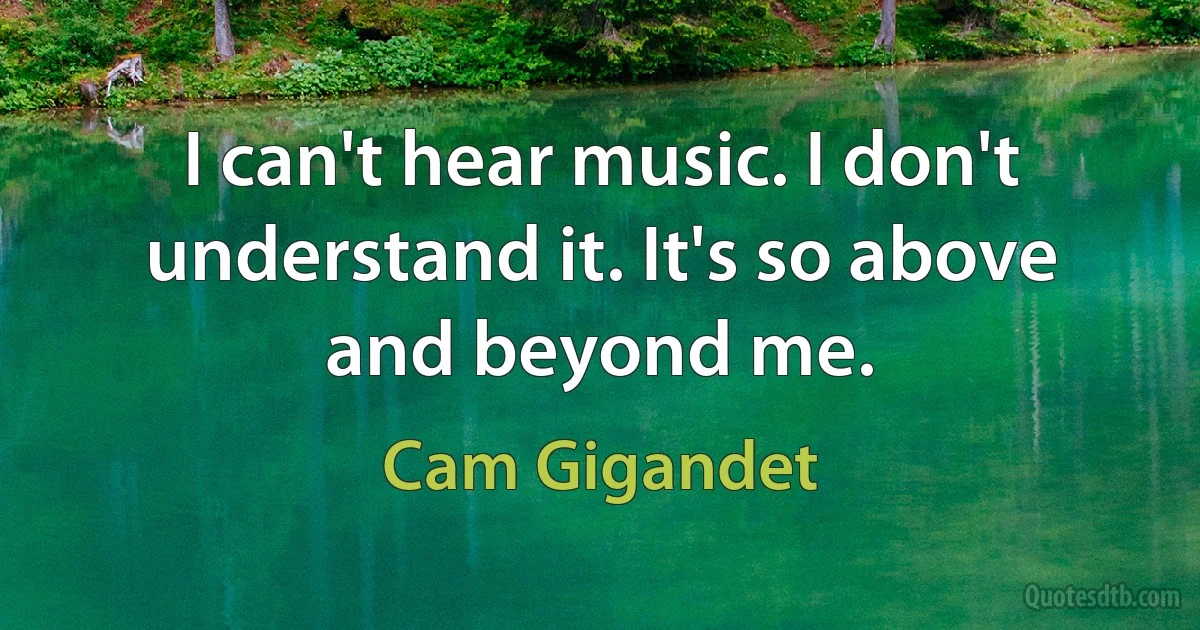 I can't hear music. I don't understand it. It's so above and beyond me. (Cam Gigandet)