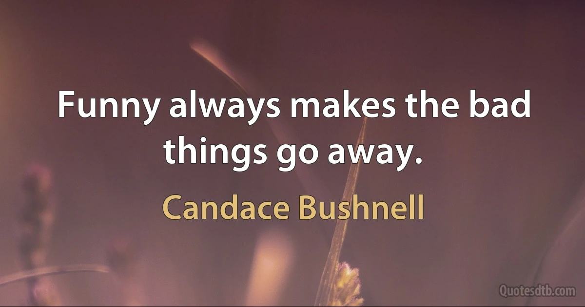 Funny always makes the bad things go away. (Candace Bushnell)