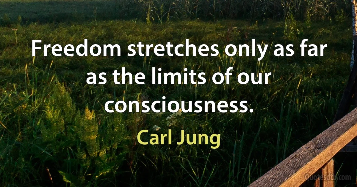 Freedom stretches only as far as the limits of our consciousness. (Carl Jung)