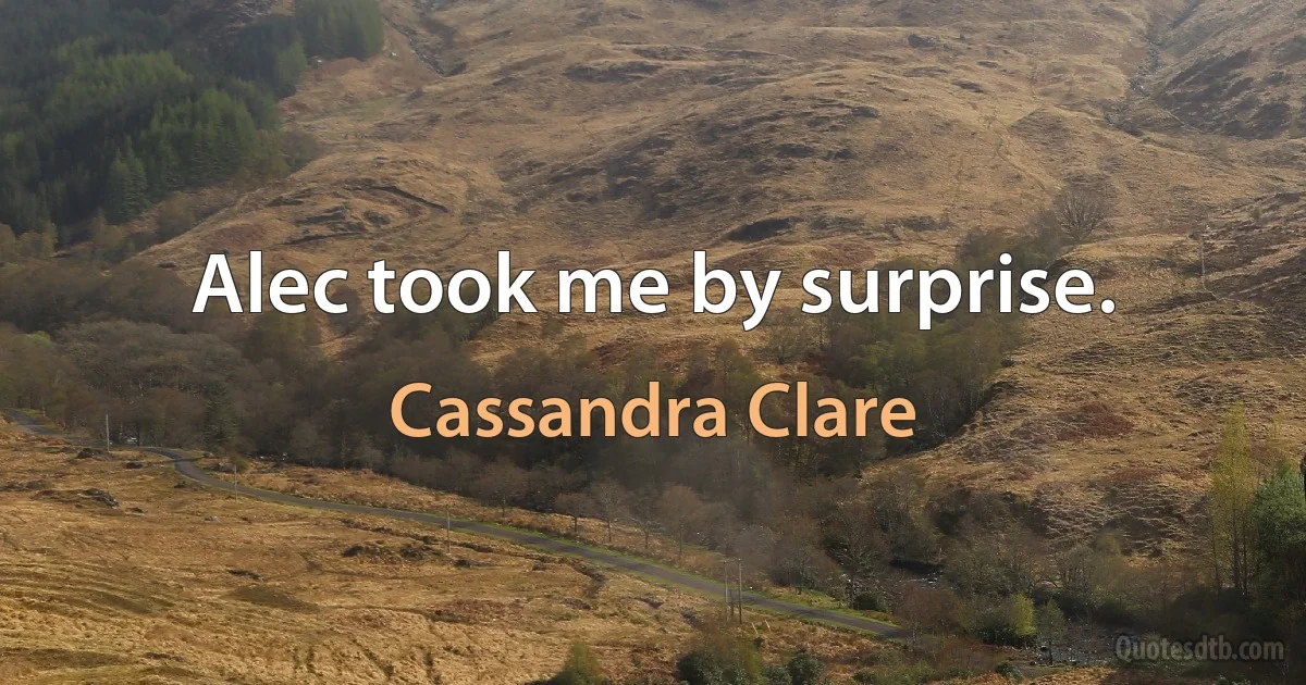 Alec took me by surprise. (Cassandra Clare)