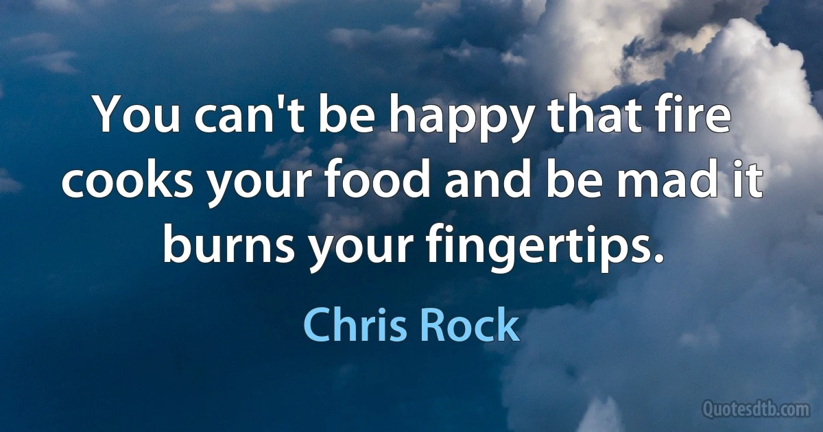 You can't be happy that fire cooks your food and be mad it burns your fingertips. (Chris Rock)