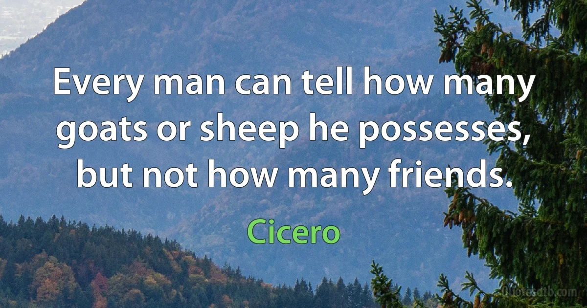 Every man can tell how many goats or sheep he possesses, but not how many friends. (Cicero)