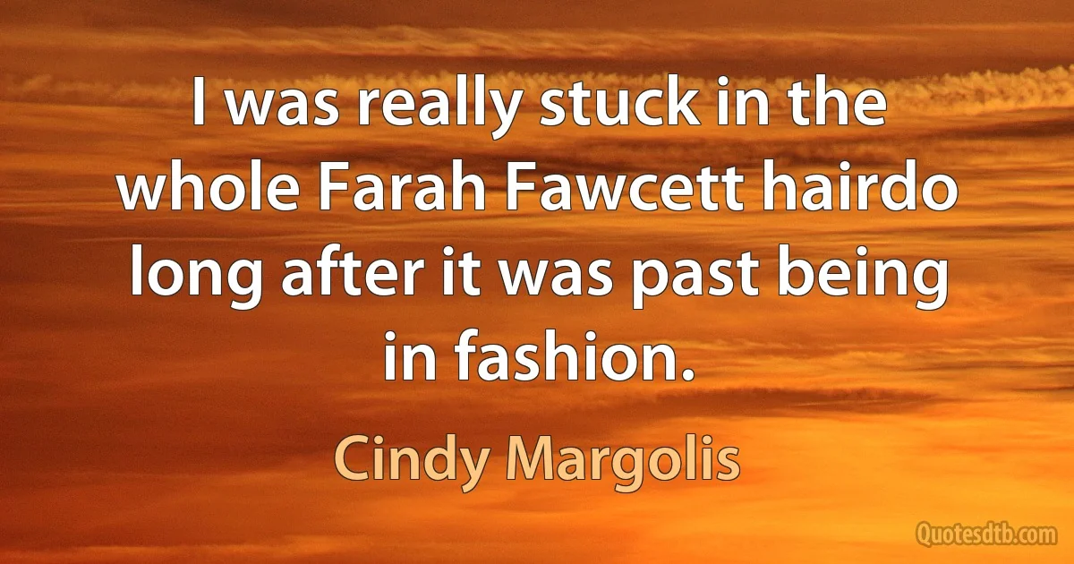 I was really stuck in the whole Farah Fawcett hairdo long after it was past being in fashion. (Cindy Margolis)