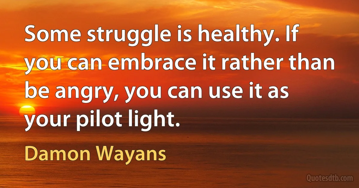 Some struggle is healthy. If you can embrace it rather than be angry, you can use it as your pilot light. (Damon Wayans)