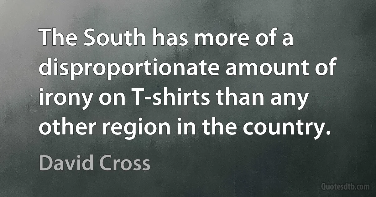 The South has more of a disproportionate amount of irony on T-shirts than any other region in the country. (David Cross)