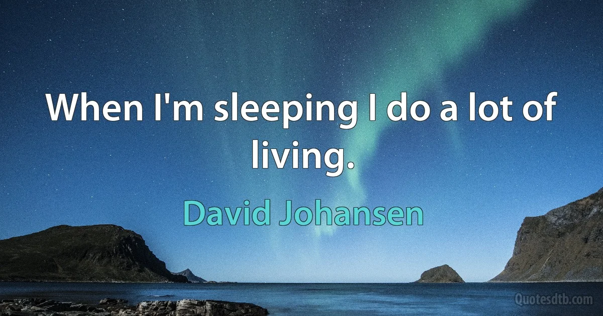 When I'm sleeping I do a lot of living. (David Johansen)