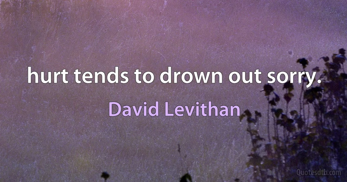 hurt tends to drown out sorry. (David Levithan)