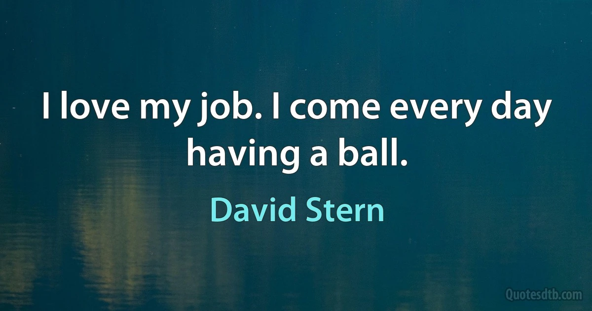 I love my job. I come every day having a ball. (David Stern)